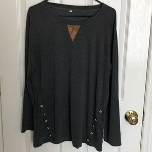 Knit top with suede V and elbow patches